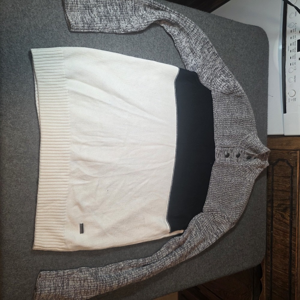 by GUESS colorblock buttoned mock neck sweater Large I2
